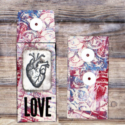 Anatomical Heart Envelope with Gelli Prints